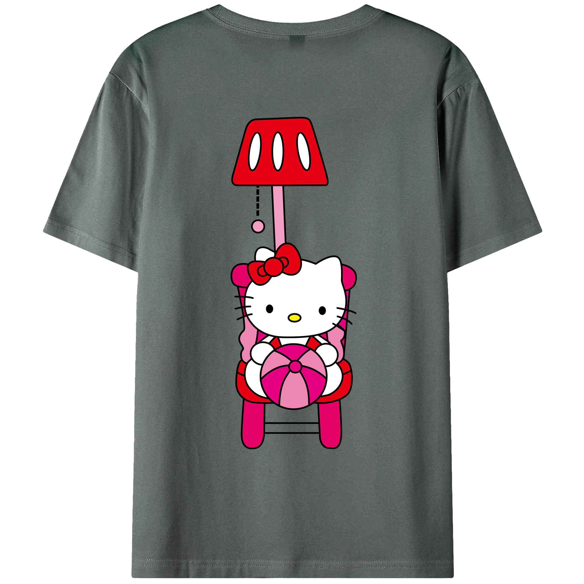 （画像用） Hello Kitty ハローキティ 綿100％ メンズ半袖Tシャツ（バックプリント） 通気性